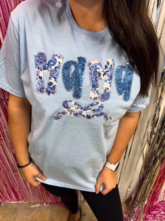 Mama Chinoiserie Bow Mother's Day short Sleeve: Small