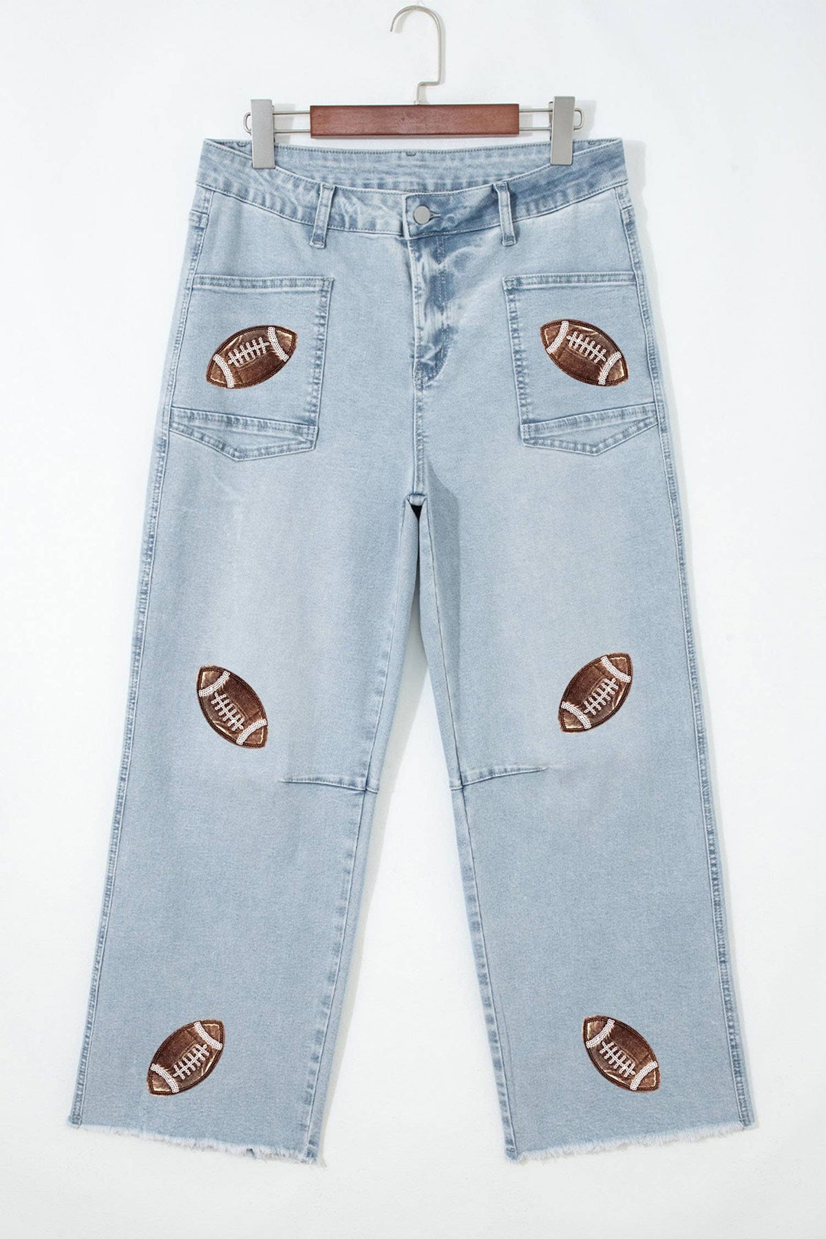 Game Day Real Sequin High Waist Patchwork Shift Jeans|S-4X: Brown Sequin / 10