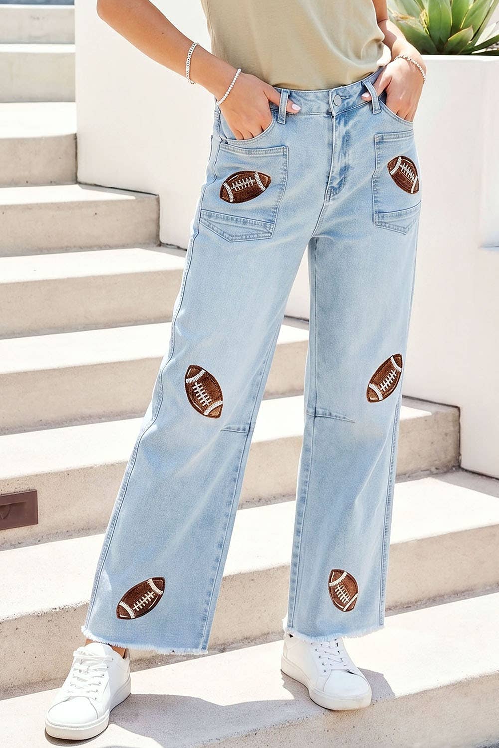 Game Day Sequin Patchwork Jeans