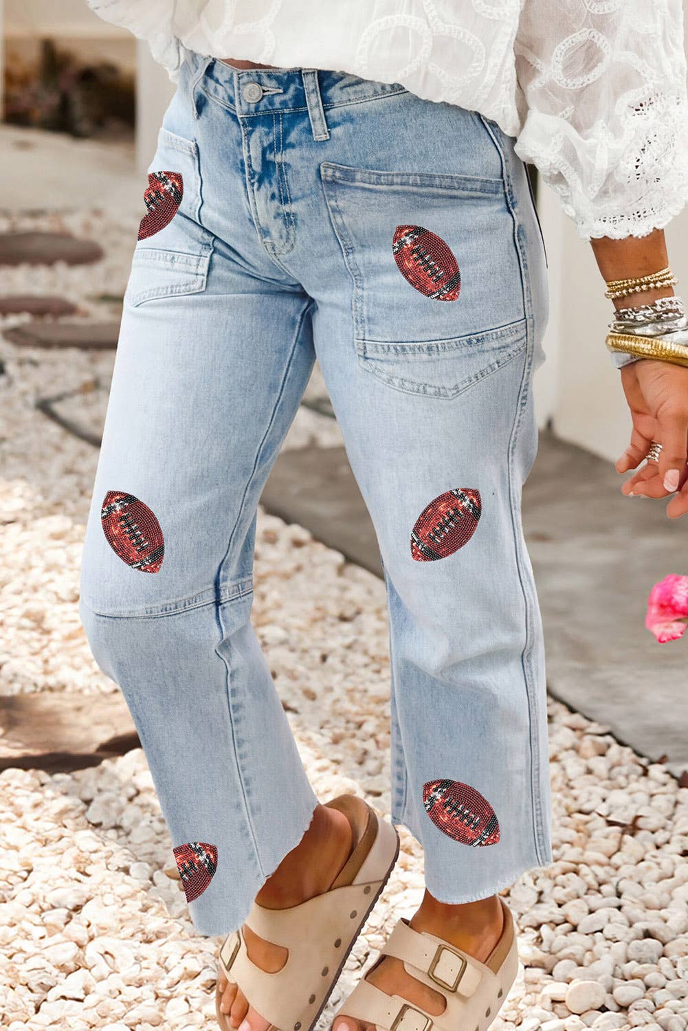 Game Day Sequin Patchwork Jeans