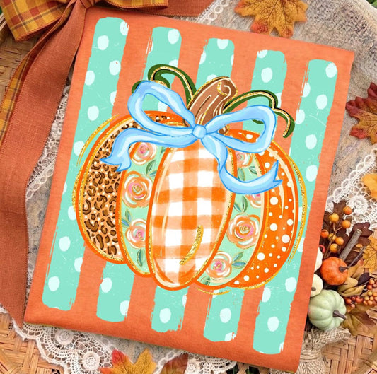 Striped Preppy Fall Pumpkin