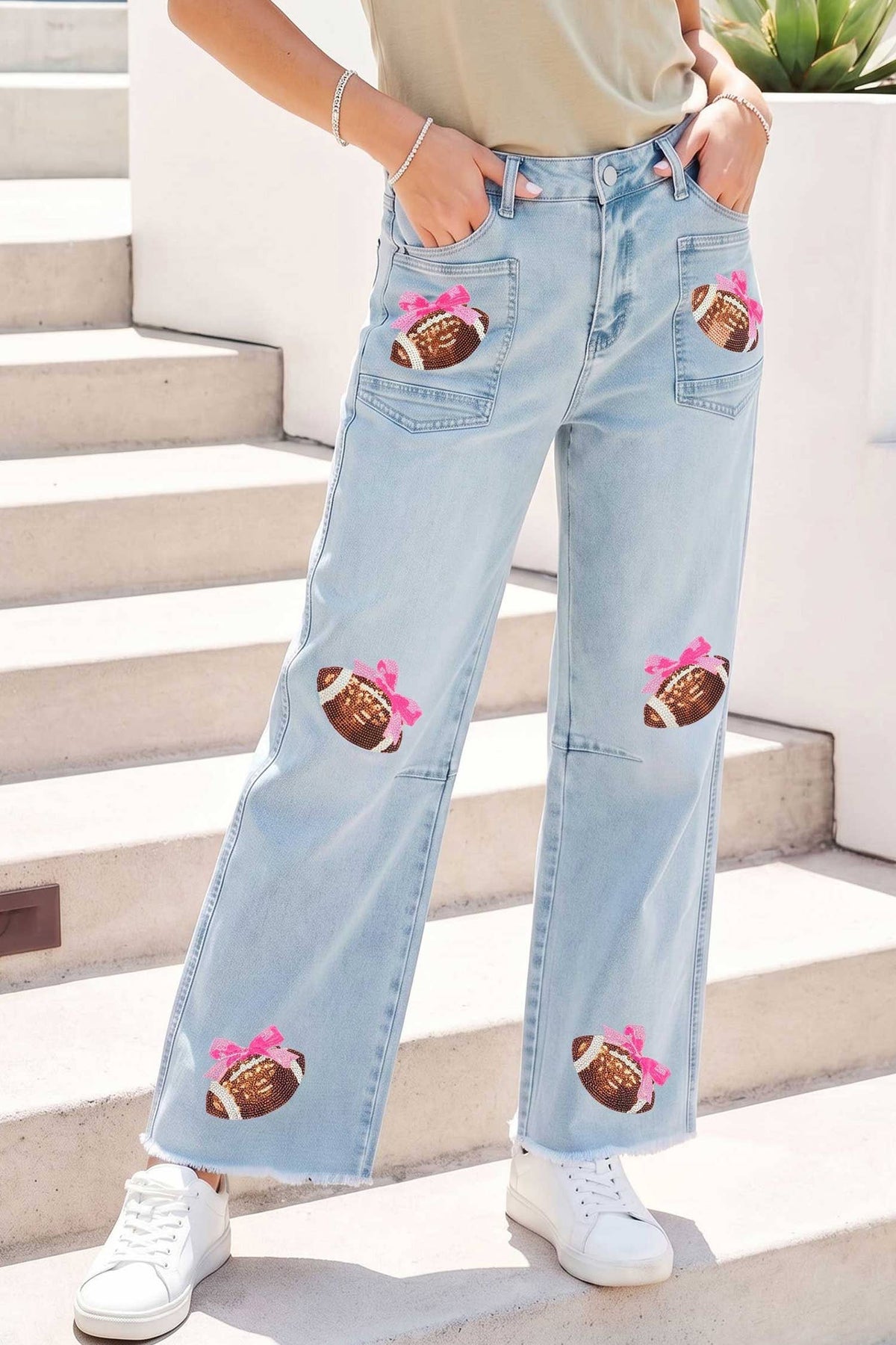 Game Day Sequin Patchwork Jeans