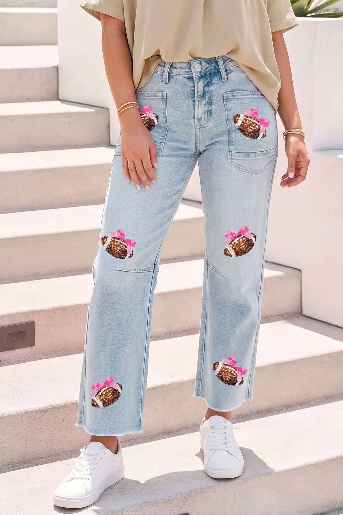 Game Day Sequin Patchwork Jeans